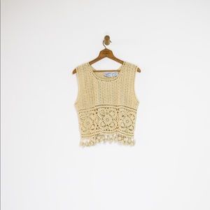 90’s crochet pom pom tank top